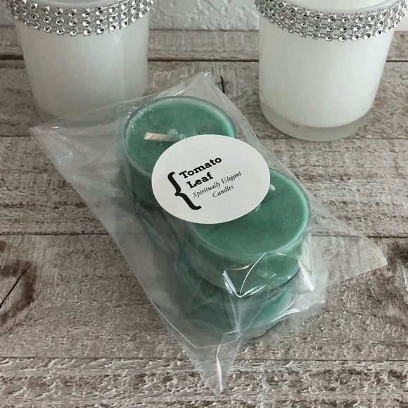 Tomato 🍅 Leaf 🍃 Soy Tealights | 4 Pack - Picture 2 of 3